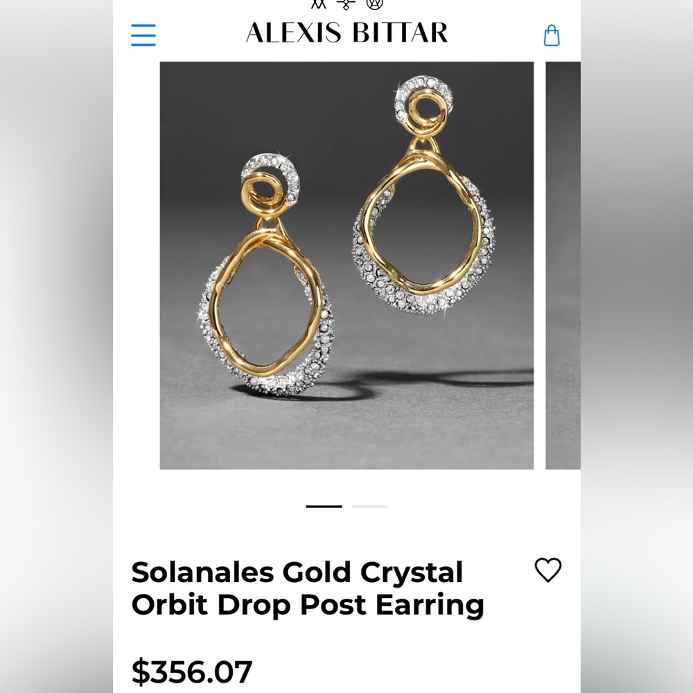 🆕 Alexis Bittar Solanales Gold Crystal Orbit Drop Post Earring - Picture 3 of 7